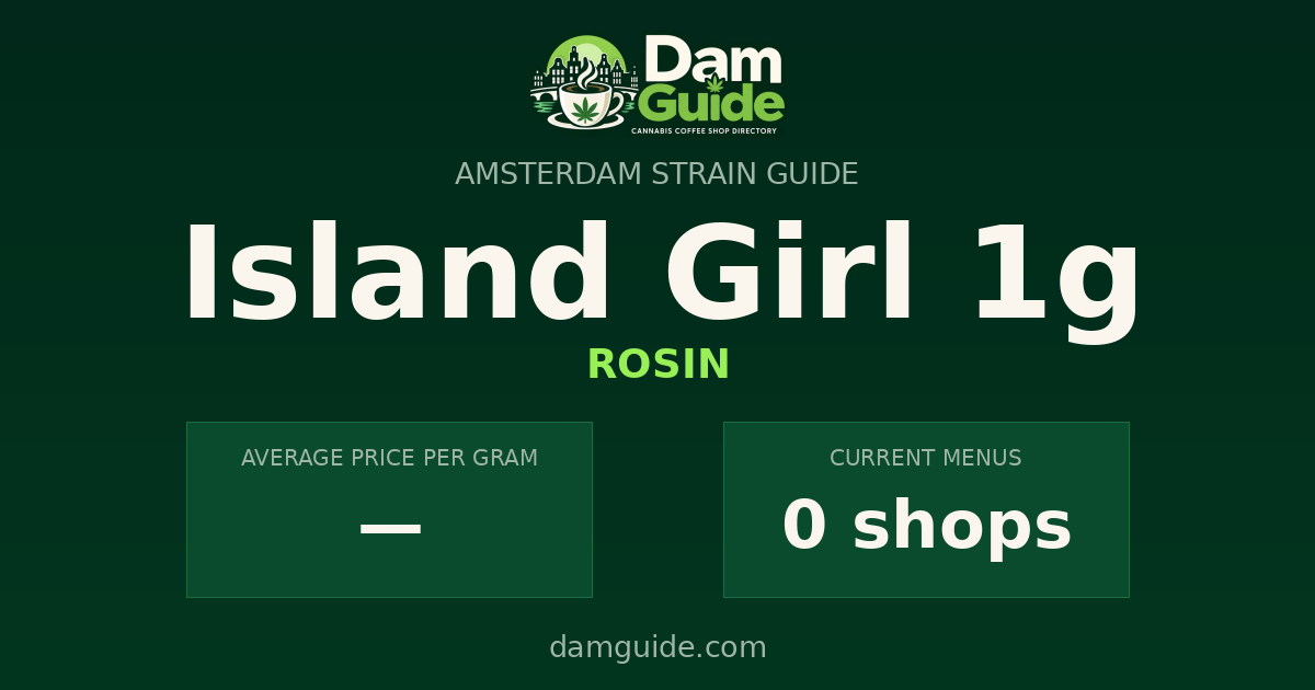 Island Girl 1g: average price and number of shops