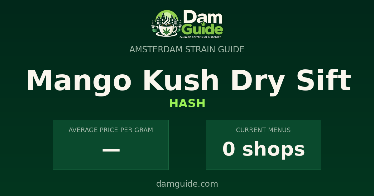 Mango Kush Dry Sift: average price and number of shops